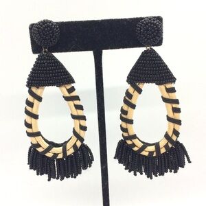 3/$30 BLACK SEED BEAD DANGLE HOOP TRIBAL BOHO EARRINGS TRIBAL FESTIVAL BEACH